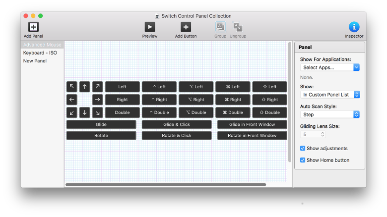 Switch Control panel editor