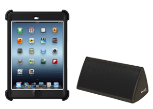 (iPad mini in OtterBox Defender Case with OontZ Angle, Bluetooth Speaker)